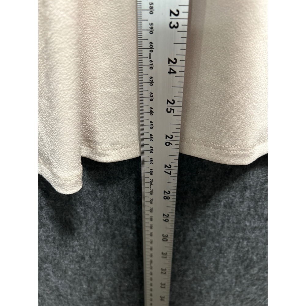Nordstrom Rack Flutter Sleeve Top Womens 2X Beige Oak Satin Crepe Summer - Picture 7 of 8